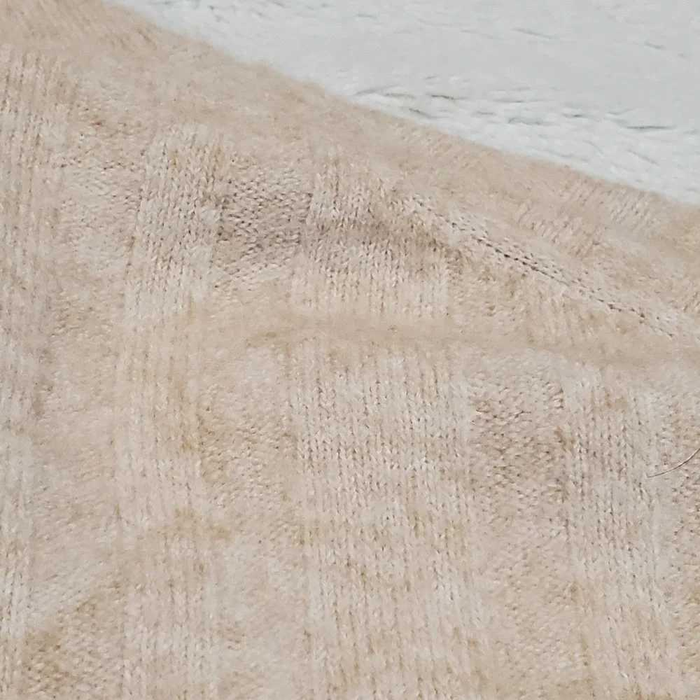 J. Crew Beige Angora Wool Blend Casual Preppy Classic Mockneck Cropped Sweater S